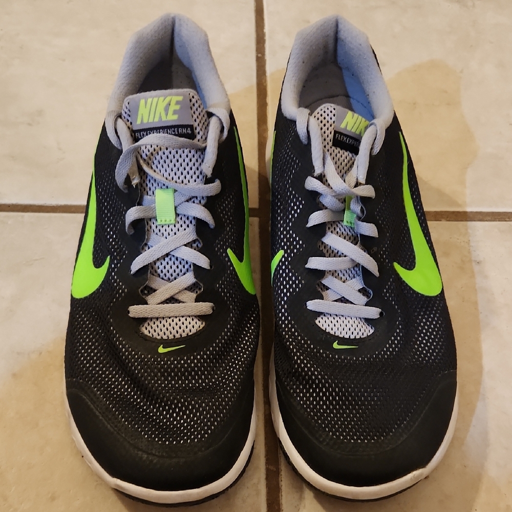 Nike Flex Experience Rn4 Black and Neon Green Athletic Shoes